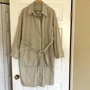 Uniqlo oversized midi cotton trench coat with belt and hidden buttons